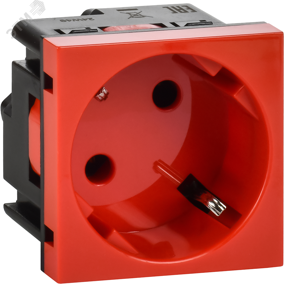 Изображение товара Розетка силовая 45град з/к з/ш в/з красная с заземлением IP20