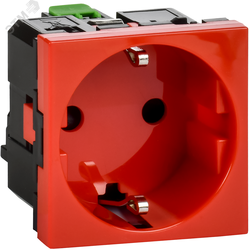 Изображение товара Розетка силовая с заземляющим контактом и шторкой 2 модуля китаиская IEK