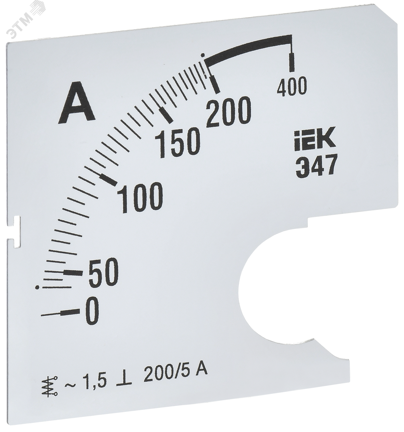 Изображение товара Шкала сменная для амперметра Э47 200А 1,5 класс точности 72х72мм