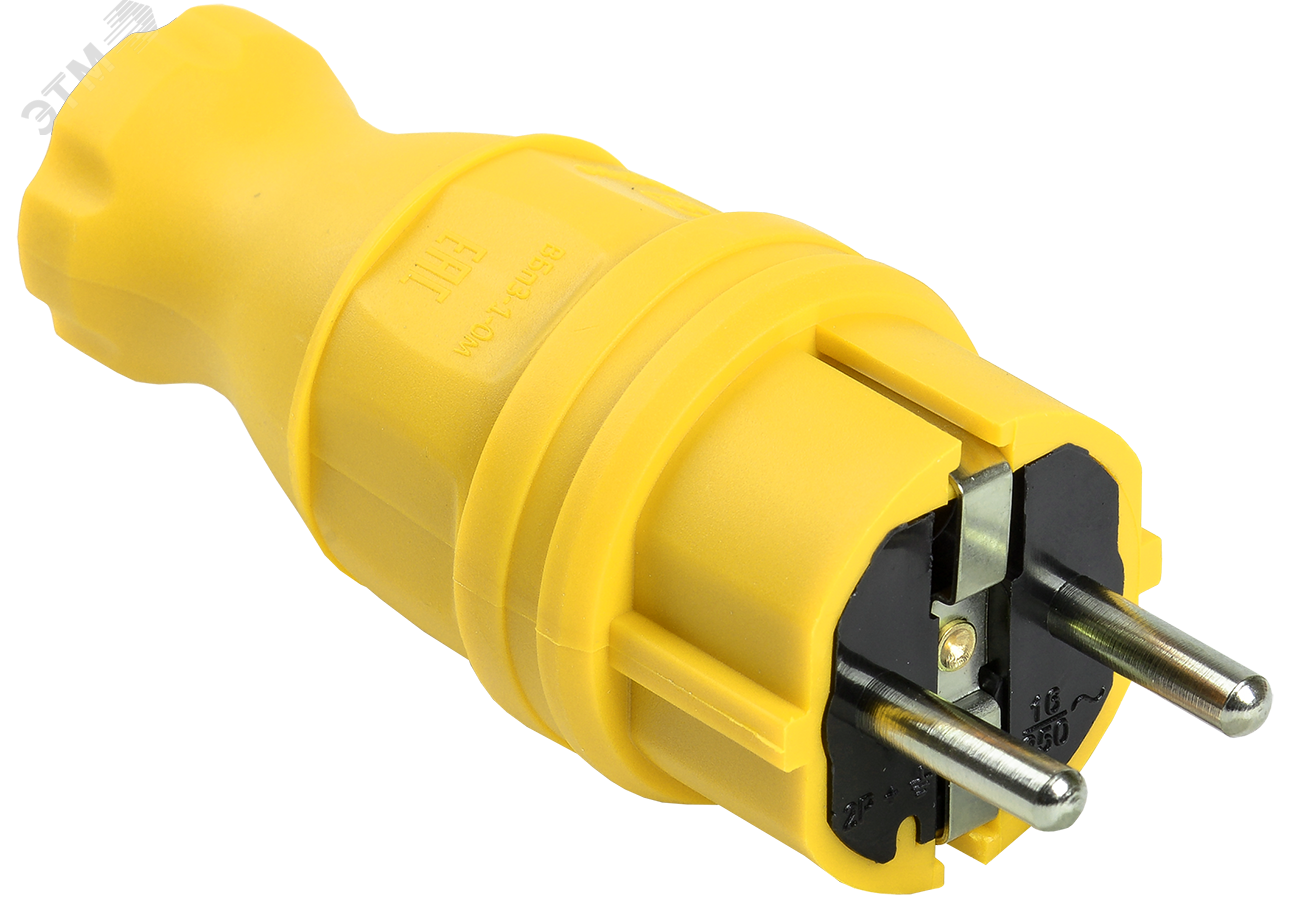 Изображение товара Вилка прямая ОМЕГА IP44 желтая IEK ВБп3-1-0м для сложных условий эксплуатации