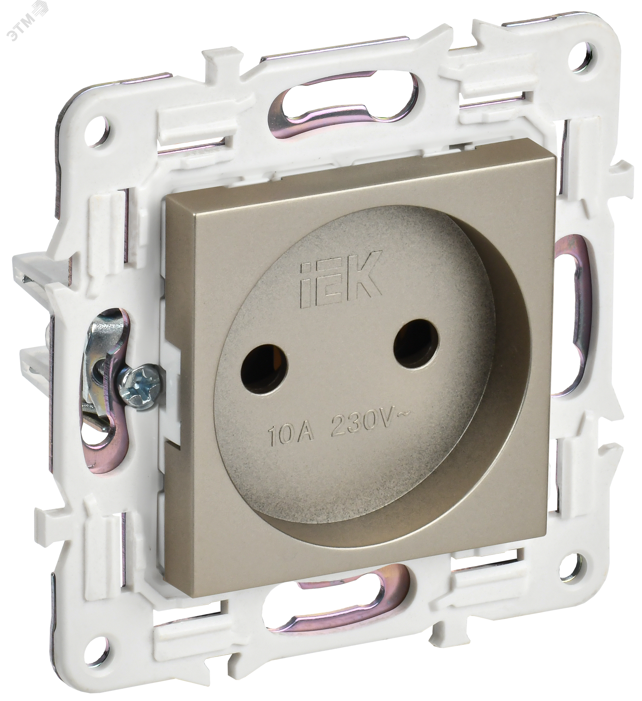 Изображение товара Силовая розетка IP44 без заземления и защитных шторок 10А SK-R02Sh IEK шампань