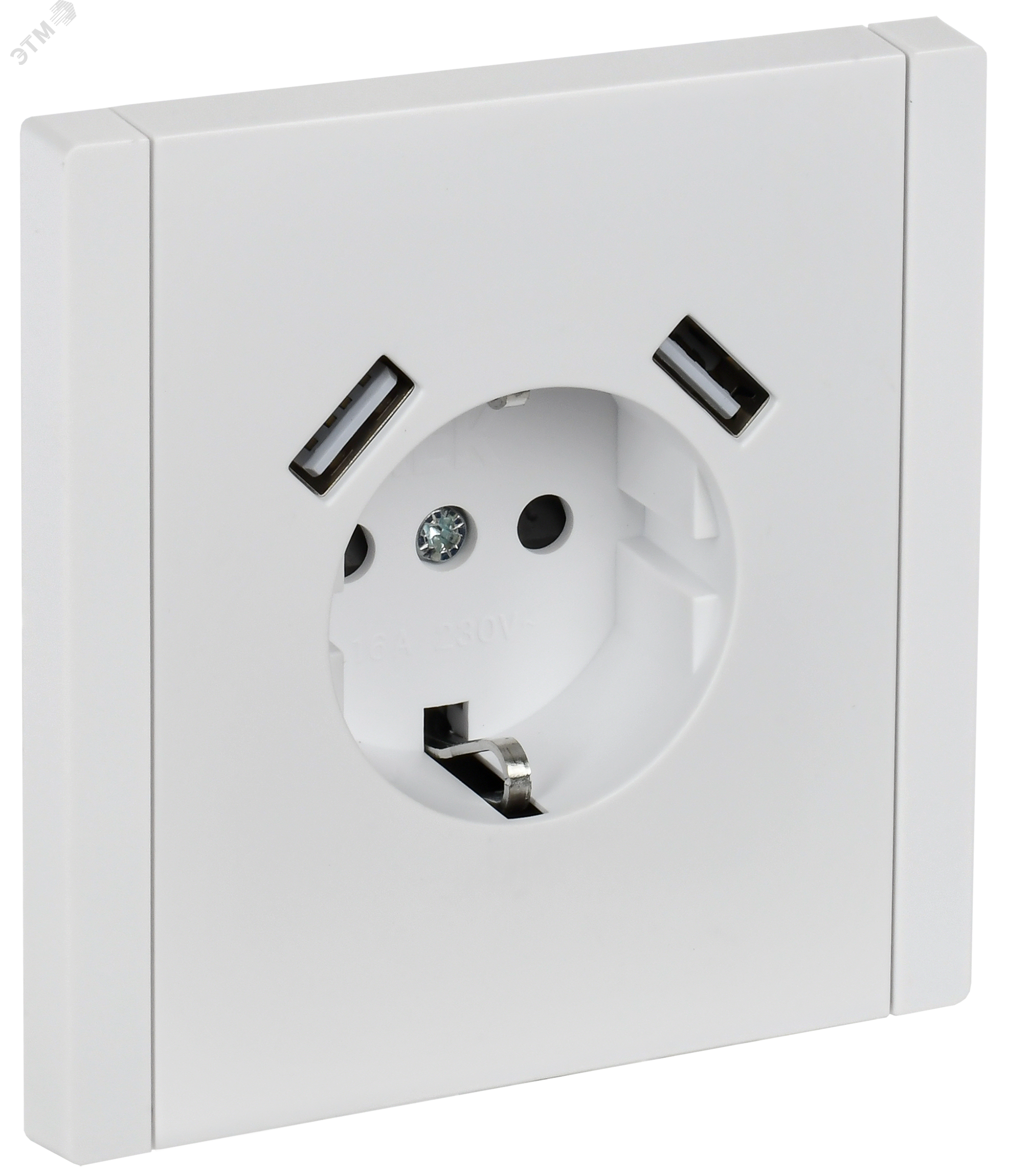 Изображение товара Розетка 1-местная с заземлением и защитными шторками белый IEK FP245