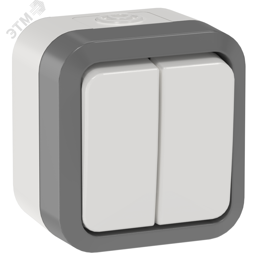 Изображение товара Выключатель двухклавишный проходной IP55 IEK TS225 белый