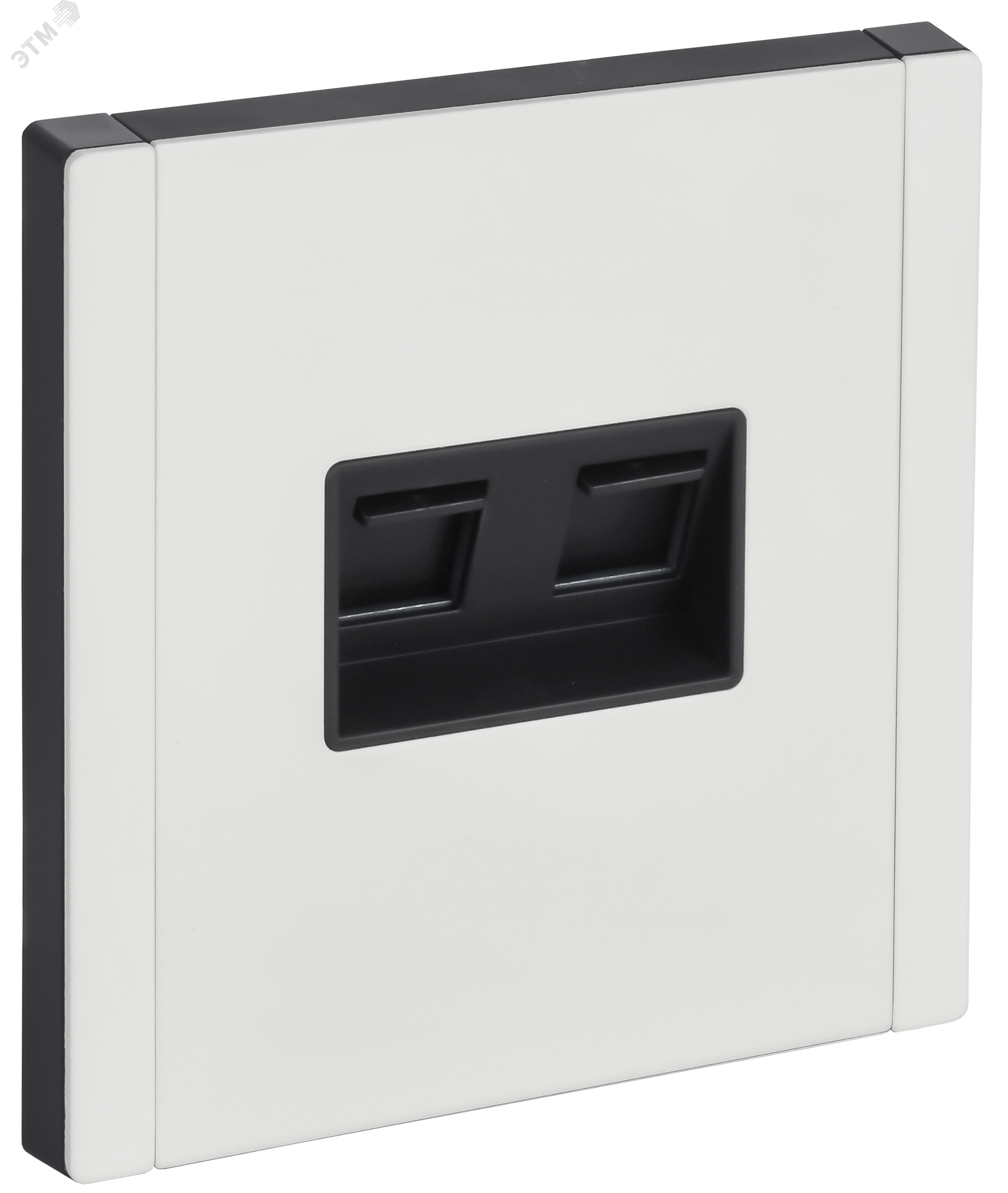 Изображение товара Розетка двойная FORTE&PIANO RJ11+RJ45 кат 5E металл белый IEK FP235M