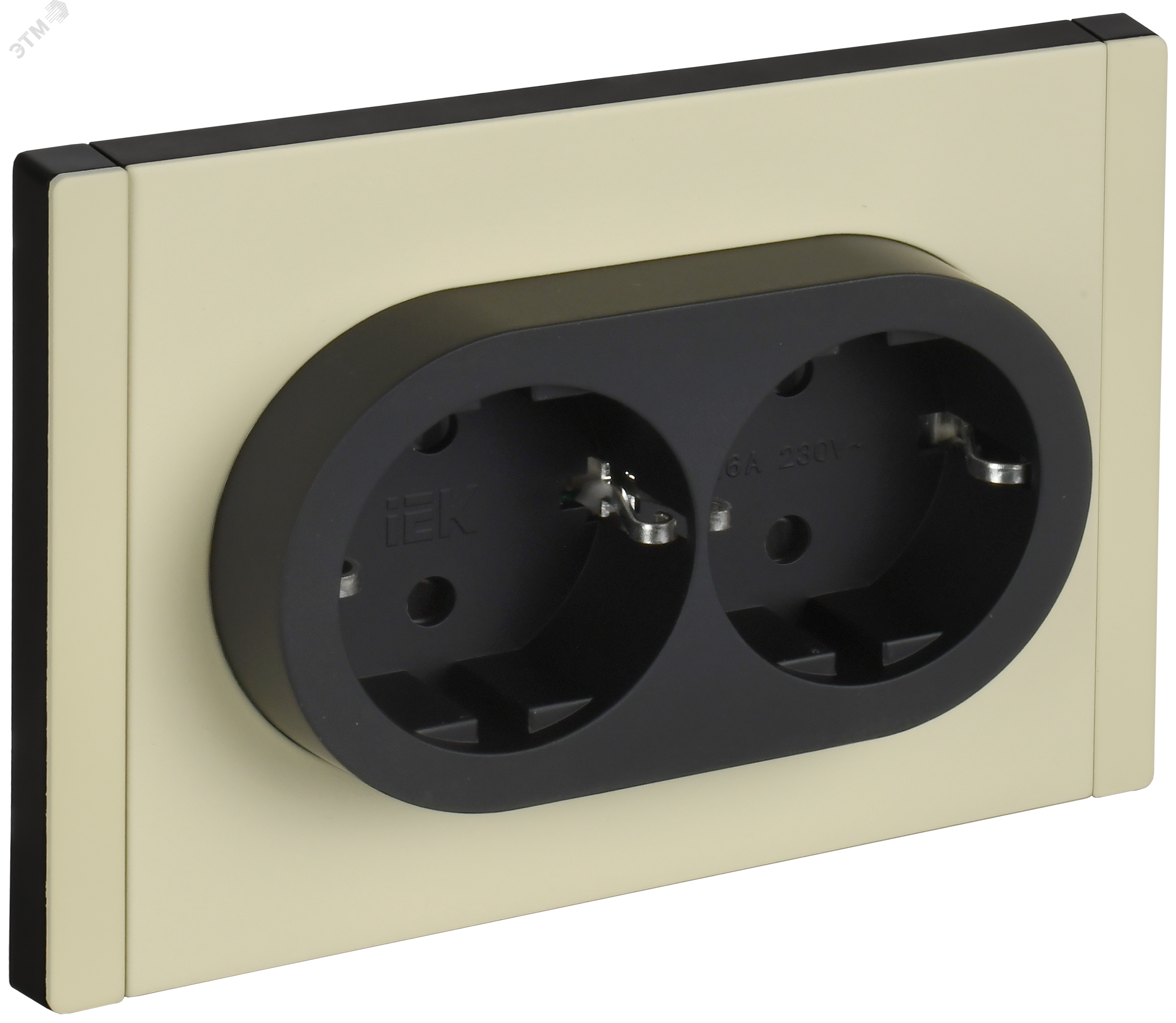 Изображение товара FORTE&PIANO 2-местная розетка с заземлением и защитными шторками 16А слоновая кость