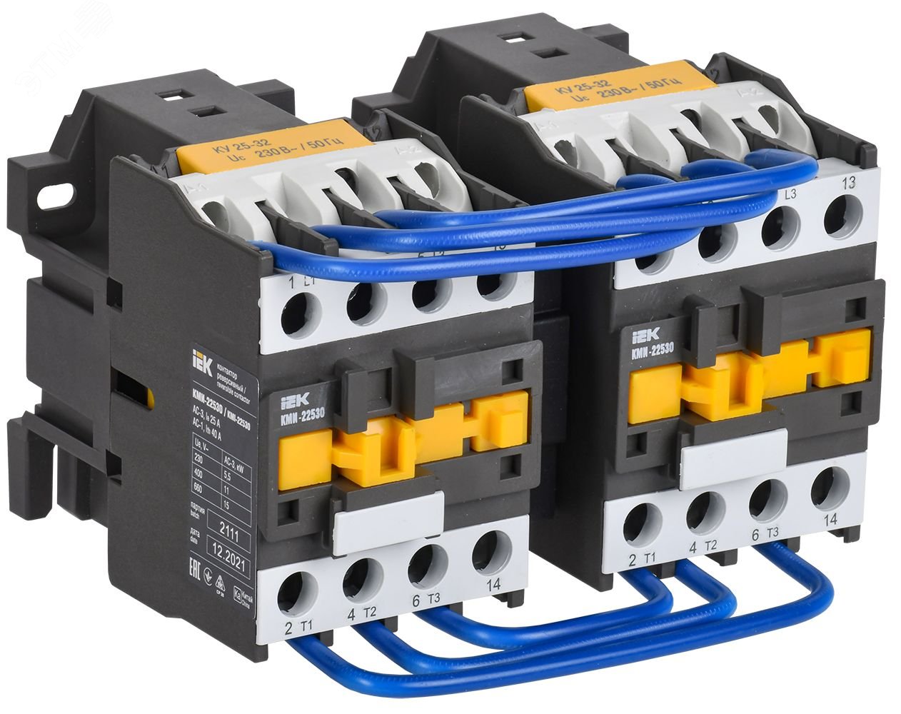 Изображение товара Контактор КМИ-22530 реверс 25А 230В/АС3 IEK для автоматизации электросетей