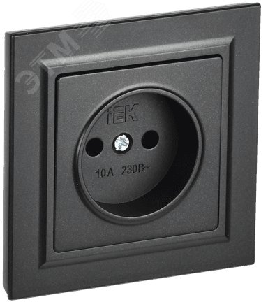 Изображение товара Розетка BRITE без заземления черная IEK 10А