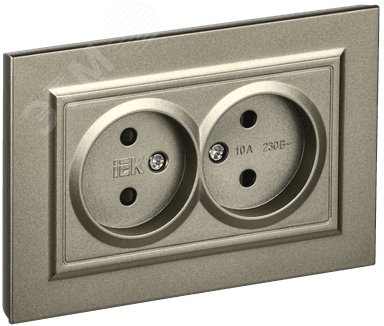 Изображение товара BRITE Розетка 2-местная без заземления с шторками 10А