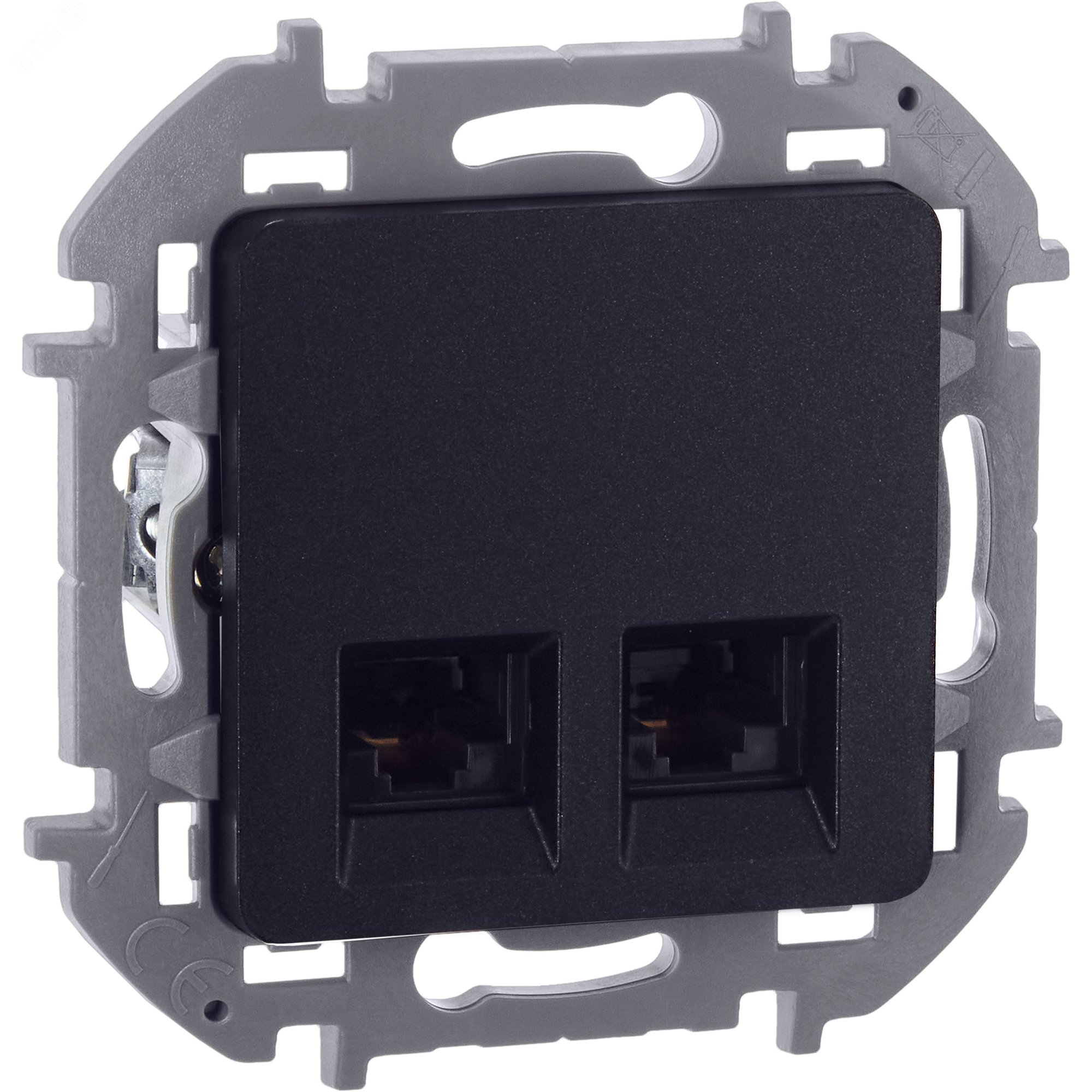 Изображение товара Розетка компьютерная двойная RJ45 Cat 5е UTP антрацит IEK Inspiria
