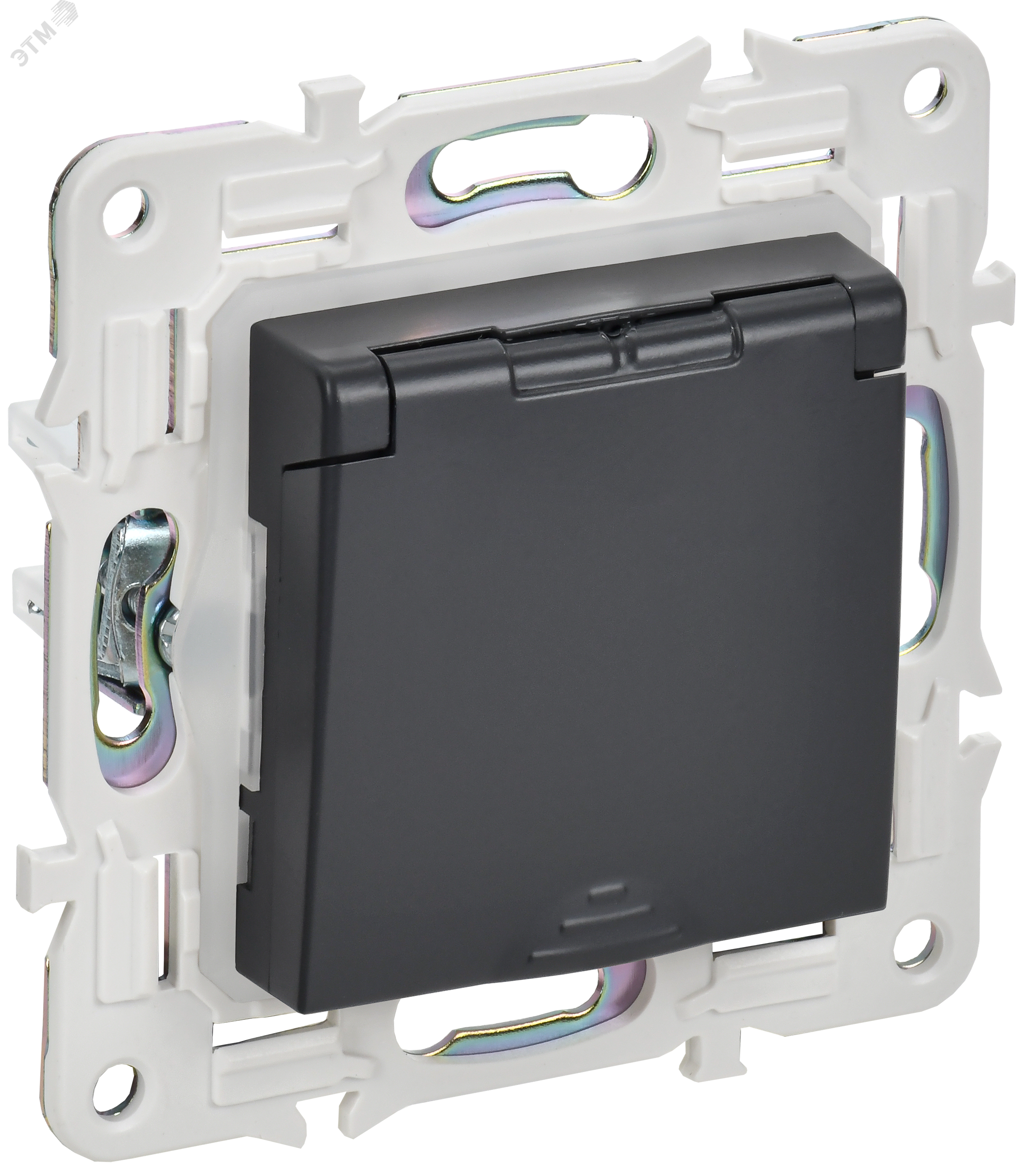 Изображение товара SKANDY Розетка 1-местная с заземлением с защитными шторками и крышкой 16А IP44 SK-R11T титан IEK (шт)