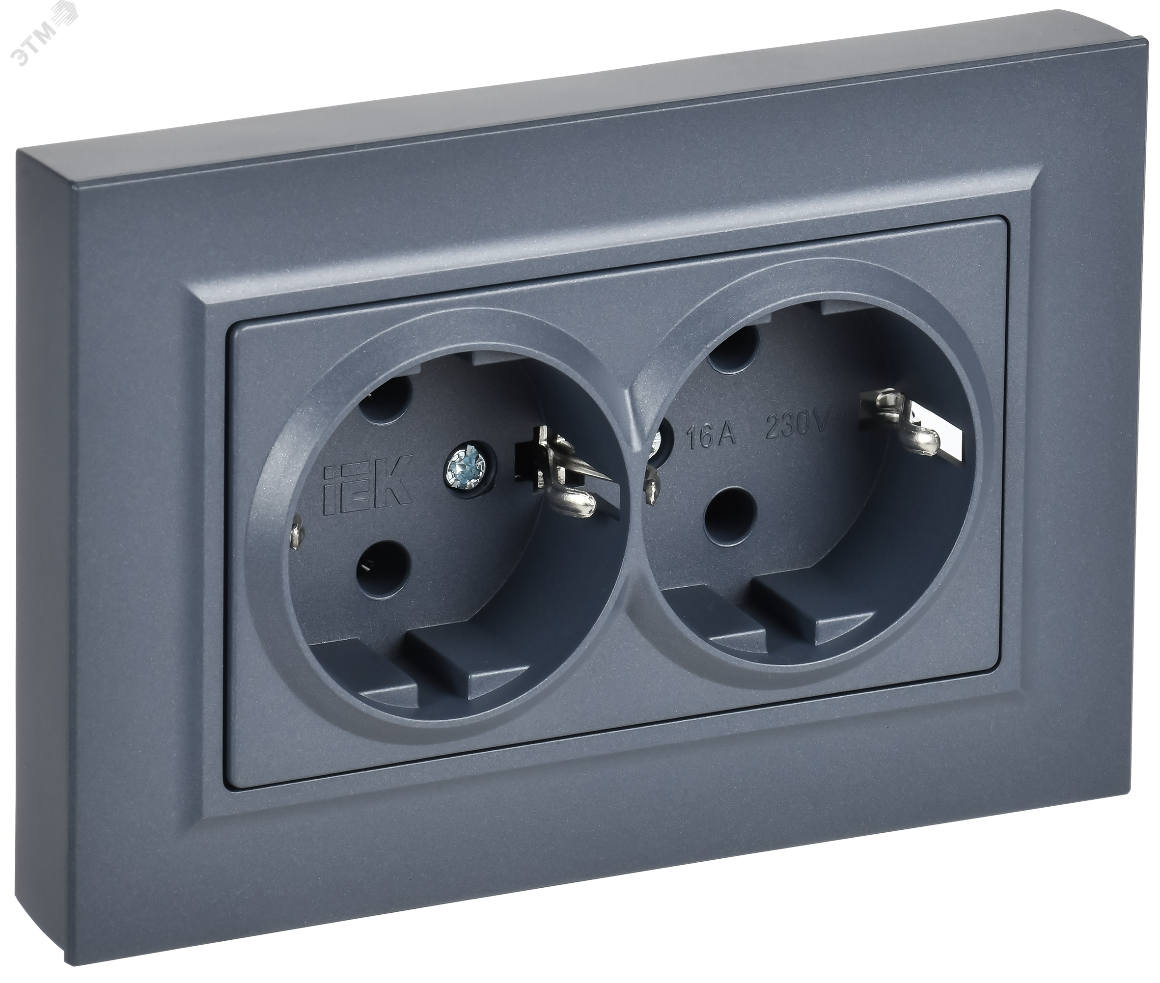 Изображение товара Розетка 2-местная с заземлением серии BRITE от IEK 16А IP20