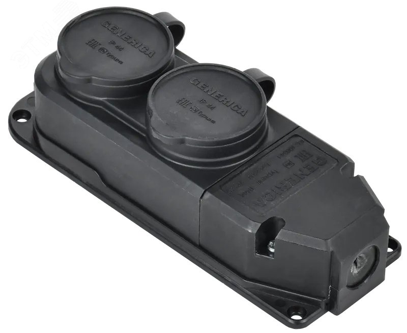 Изображение товара Розетка колодка 2-ая с защитной крышкой 16A IP44 GENERICA