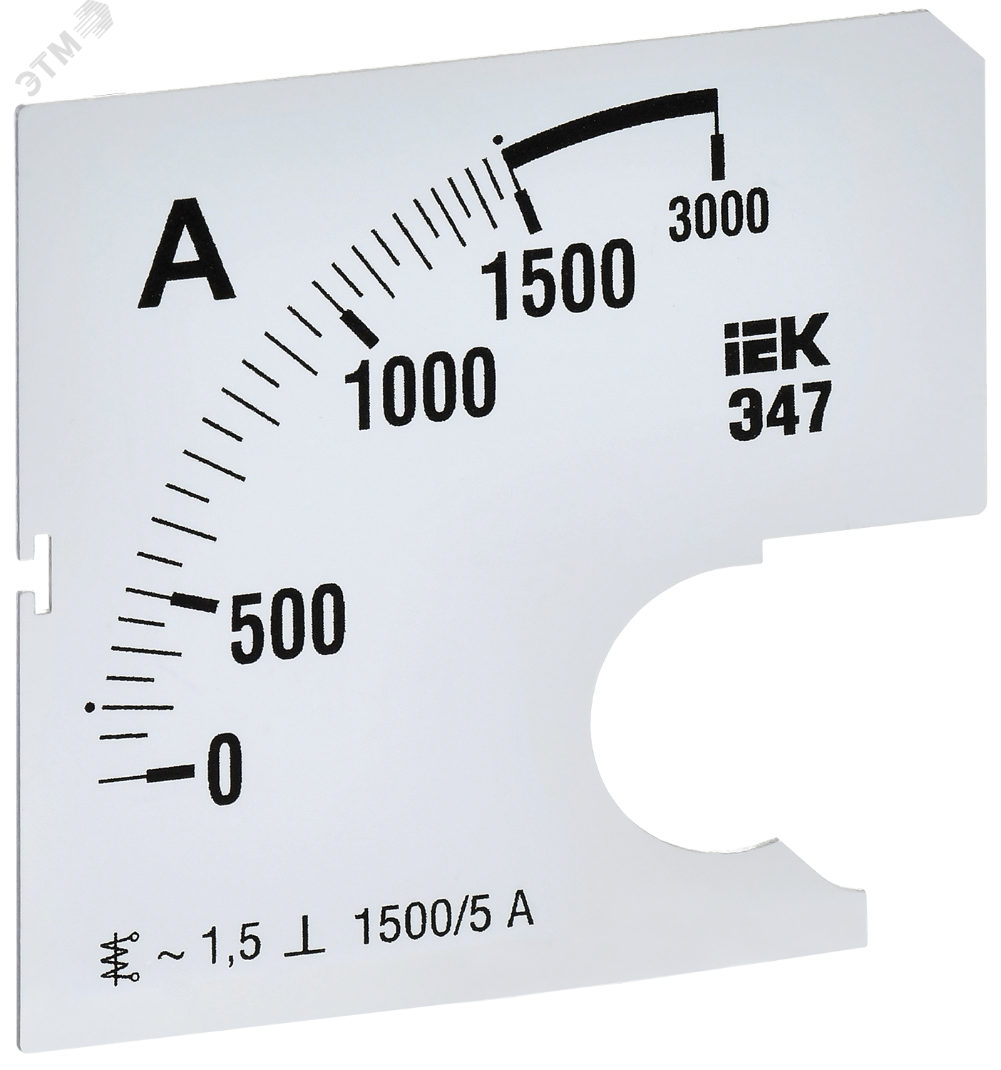 Изображение товара Шкала сменная для амперметра Э47 1500А класс точности 1,5 размеры 72х72 мм