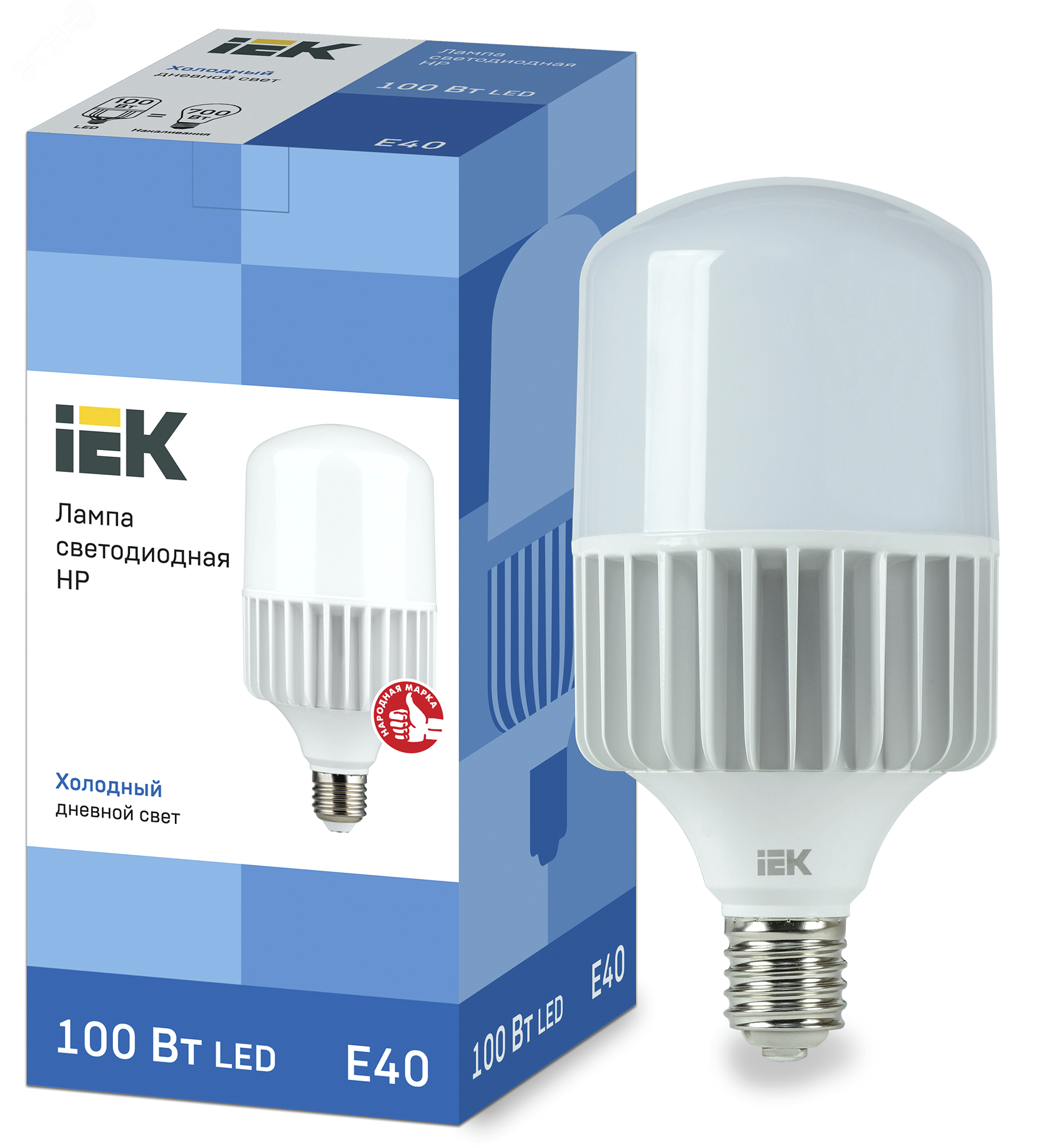 Лампа светодиодная LED 100вт E40 дневной LLE-HP-100-230-65-E40 IEK - превью 2