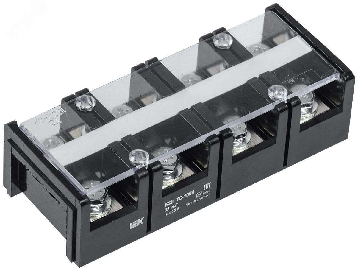 Изображение товара Блок зажимов БЗН ТС-1004 35 мм2 100A 4 пары для монтажа