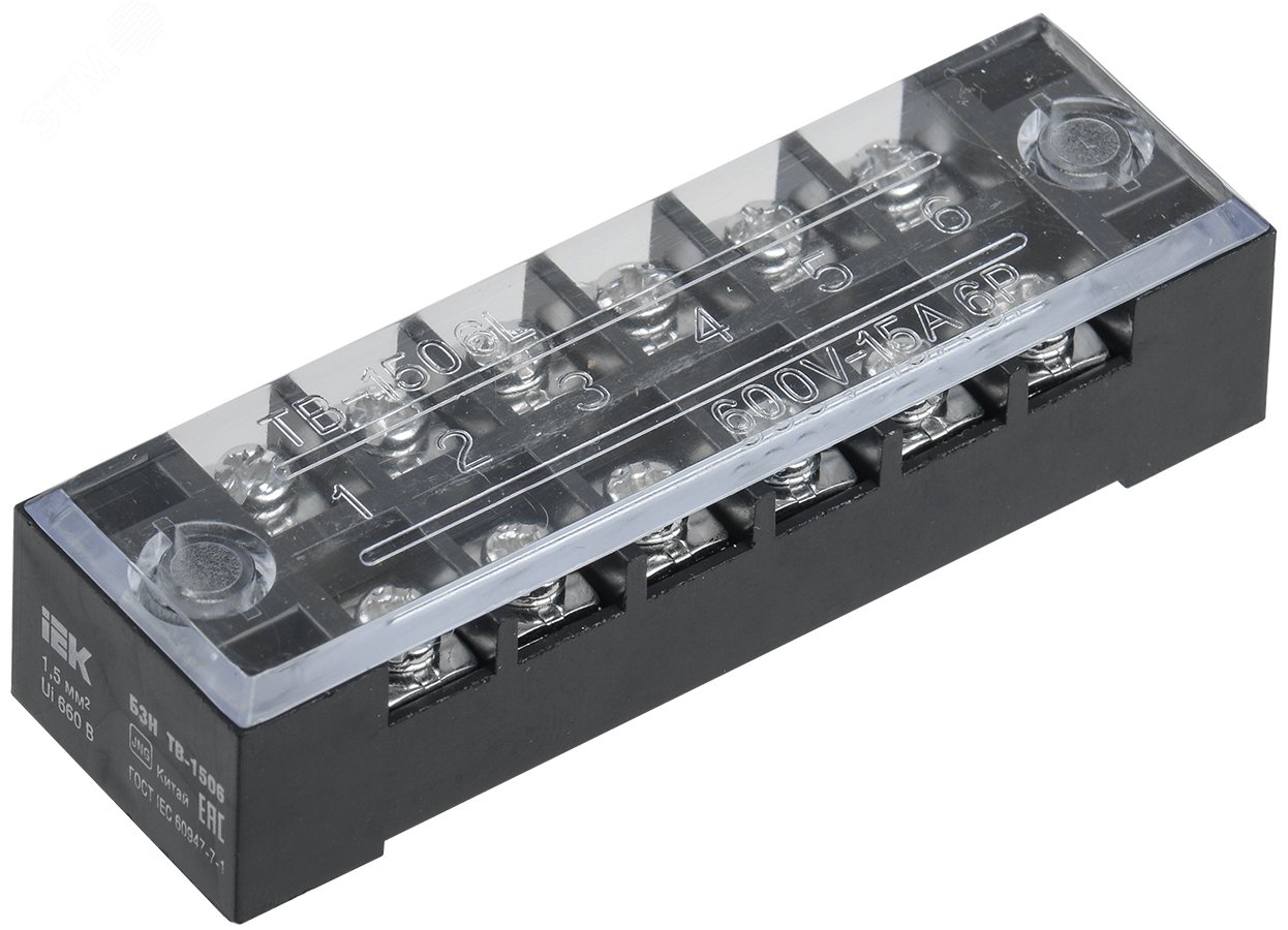 Изображение товара Блок зажимов БЗН ТВ-1506 для проводников до 1.5 мм2