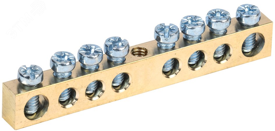 Изображение товара Шина нулевая с заземлением 6х9мм 8/1 крепление по центру (шт)