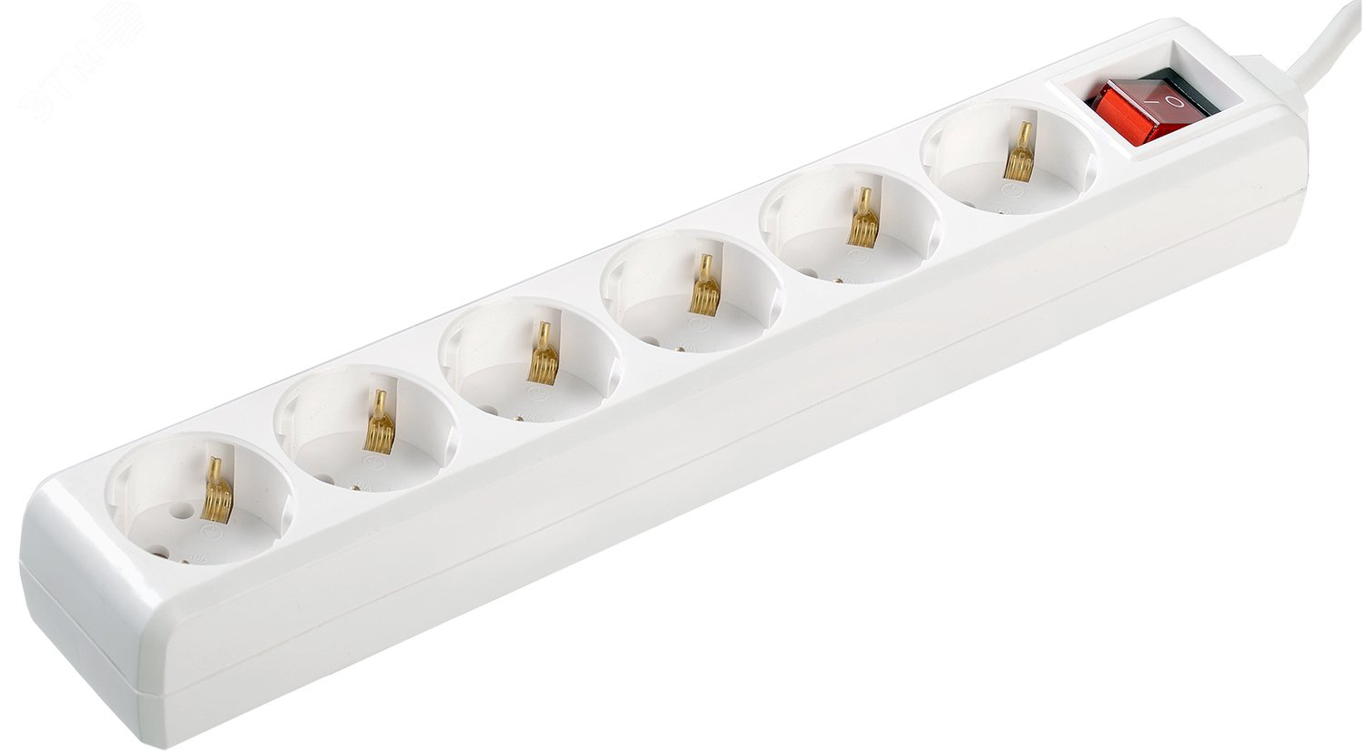 Изображение товара Удлинитель бытовой 6 розеток 3м с заземлением и выключателем IEK У06К