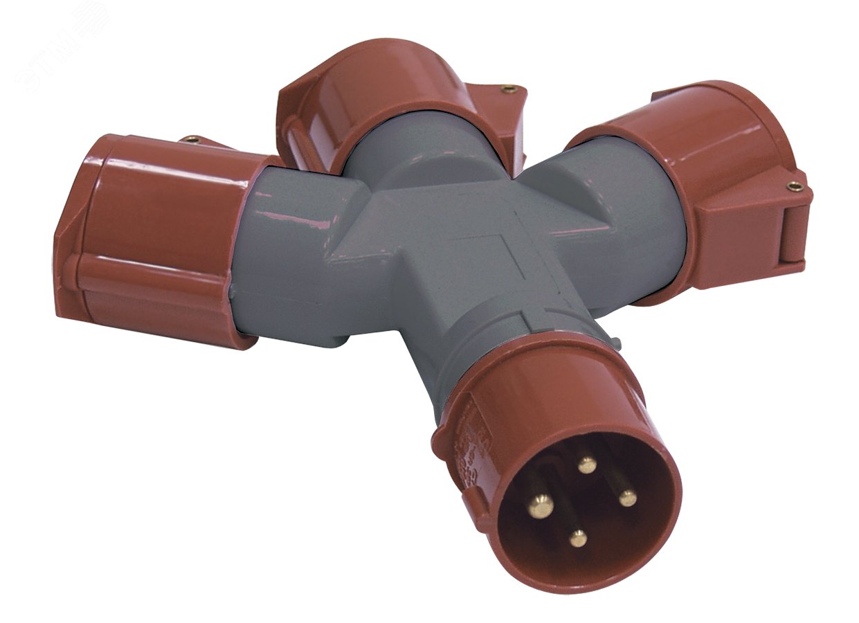 Изображение товара Адаптер трехлучевой 16А 3Р+PЕ IP44 380В IEK TS1013-214