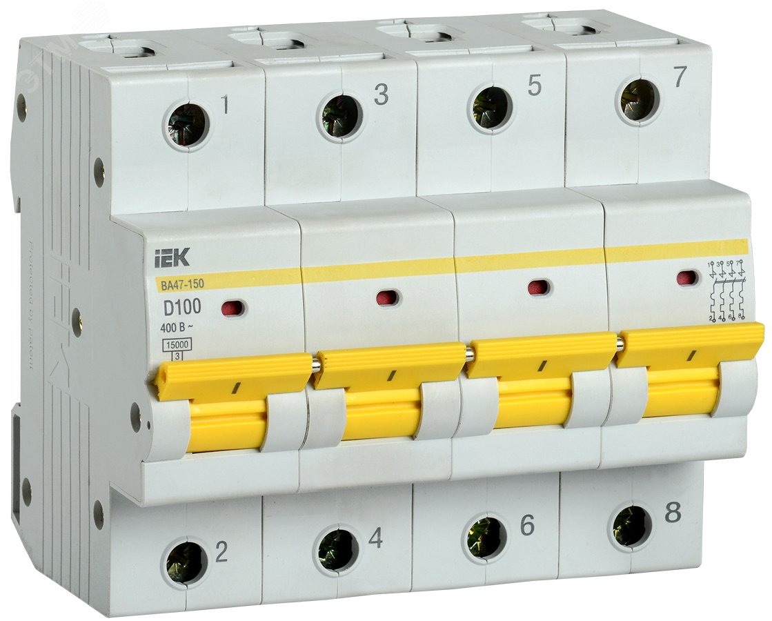 Выключатель автоматический ВА47-150 4Р 100А 15кА характеристика D MVA50-4-100-D IEK - превью 2