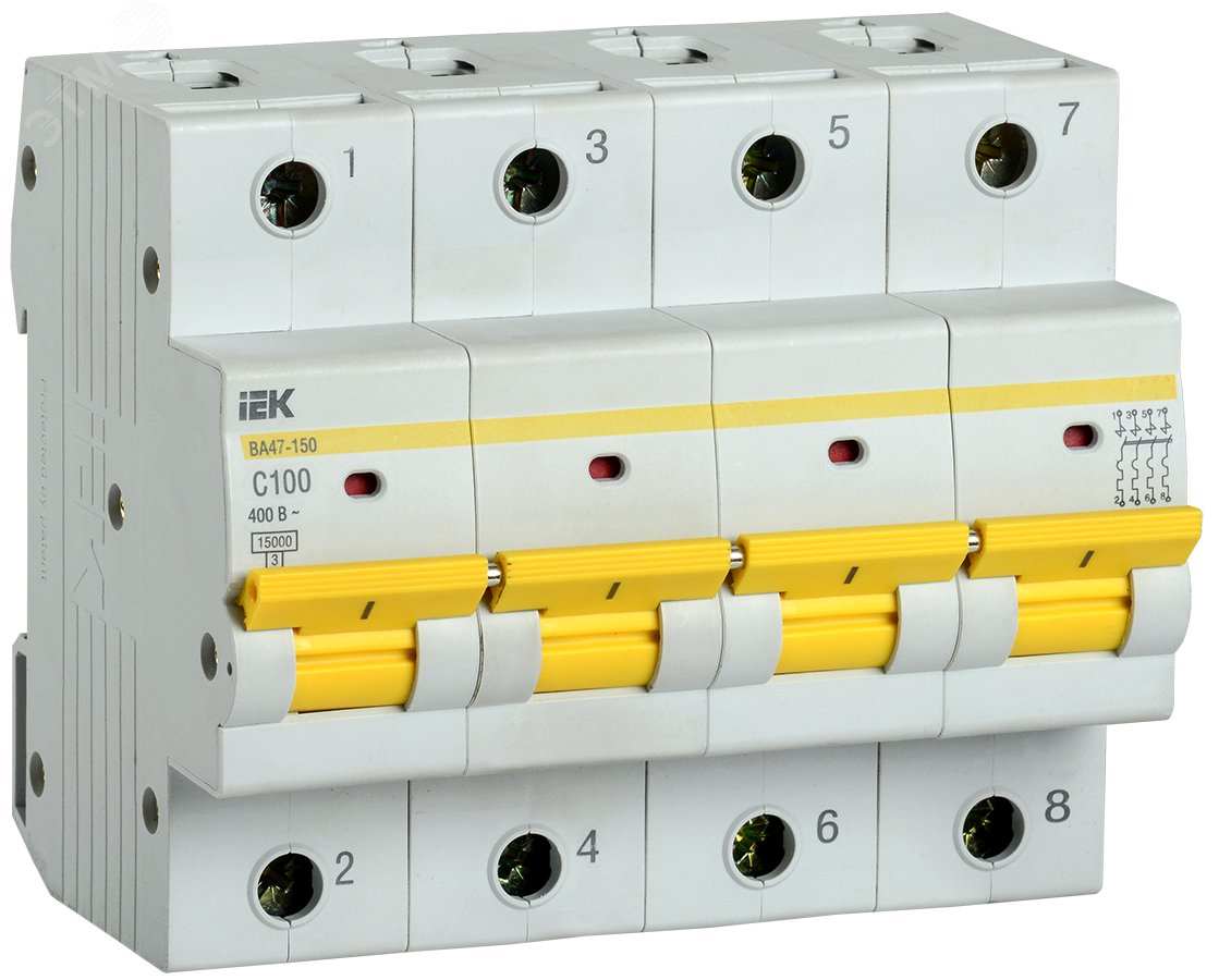 Выключатель автоматический ВА47-150 4Р 100А 15кА характеристика C MVA50-4-100-C IEK - превью 2