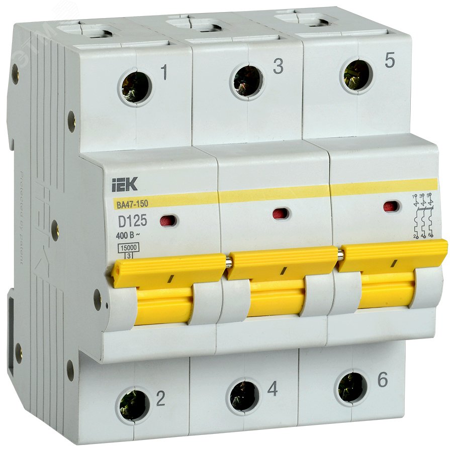 Выключатель автоматический ВА47-150 3Р 125А 15кА характеристика D MVA50-3-125-D IEK - превью 2