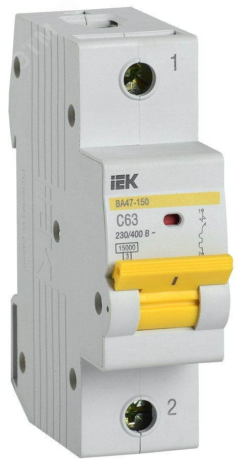Выключатель автоматический ВА47-150 1Р 63А 15кА характеристика C MVA50-1-063-C IEK - превью 2