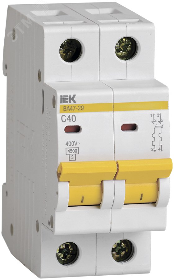 Выключатель автоматический двухполюсный 40А С ВА47-29 4.5кА MVA20-2-040-C IEK - превью 2