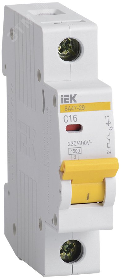 Выключатель автоматический однополюсный 16А C ВА47-29 4.5кА MVA20-1-016-C IEK - превью 2