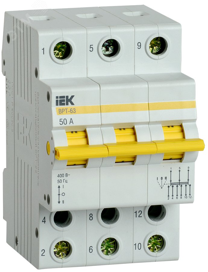 Выключатель-разъединитель трехпозиционный ВРТ-63 3P 50А MPR10-3-050 IEK - превью 2