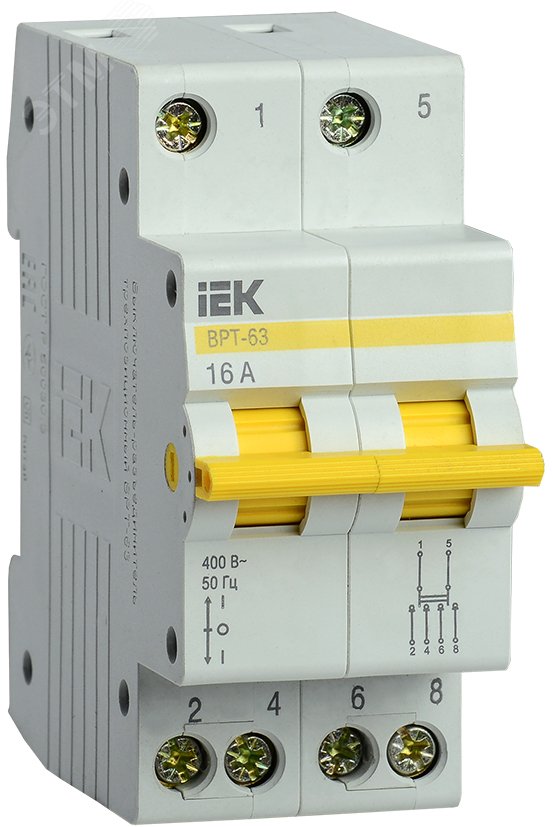 Выключатель-разъединитель трехпозиционный ВРТ-63 2P 16А MPR10-2-016 IEK - превью 2