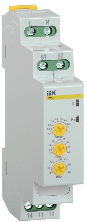 Изображение товара Ограничитель мощности ОМ-1P 8А 220В корпус DIN-рейка контроль перегрузки