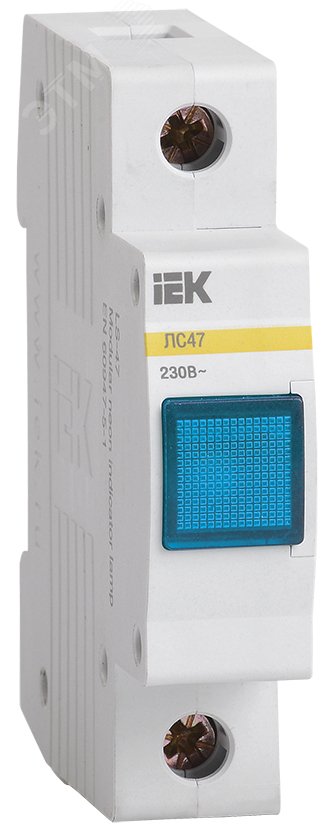 Лампа сигнальная DIN 1P синяя неон ЛС-47 MLS10-230-K07 IEK - превью 2