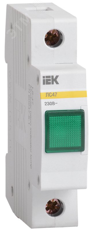Лампа сигнальная зеленая DIN 1P неон ЛС-47 MLS10-230-K06 IEK - превью 2