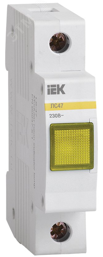 Лампа сигнальная желтая DIN 1P неон ЛС-47 MLS10-230-K05 IEK - превью 2