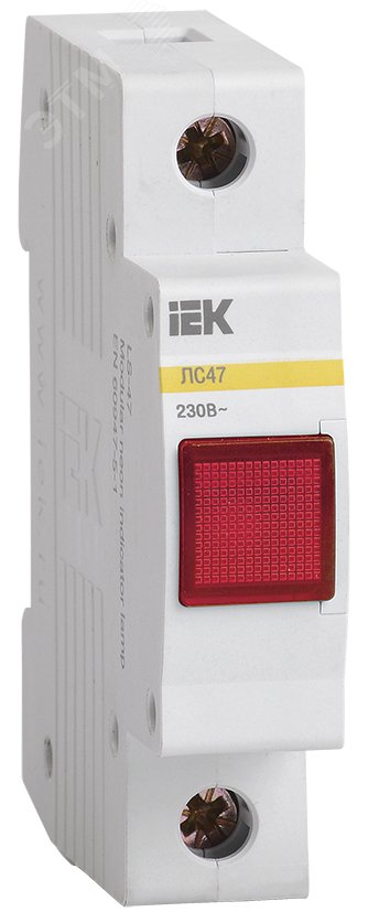 Лампа сигнальная красная DIN 1P неон ЛС-47 MLS10-230-K04 IEK - превью 2