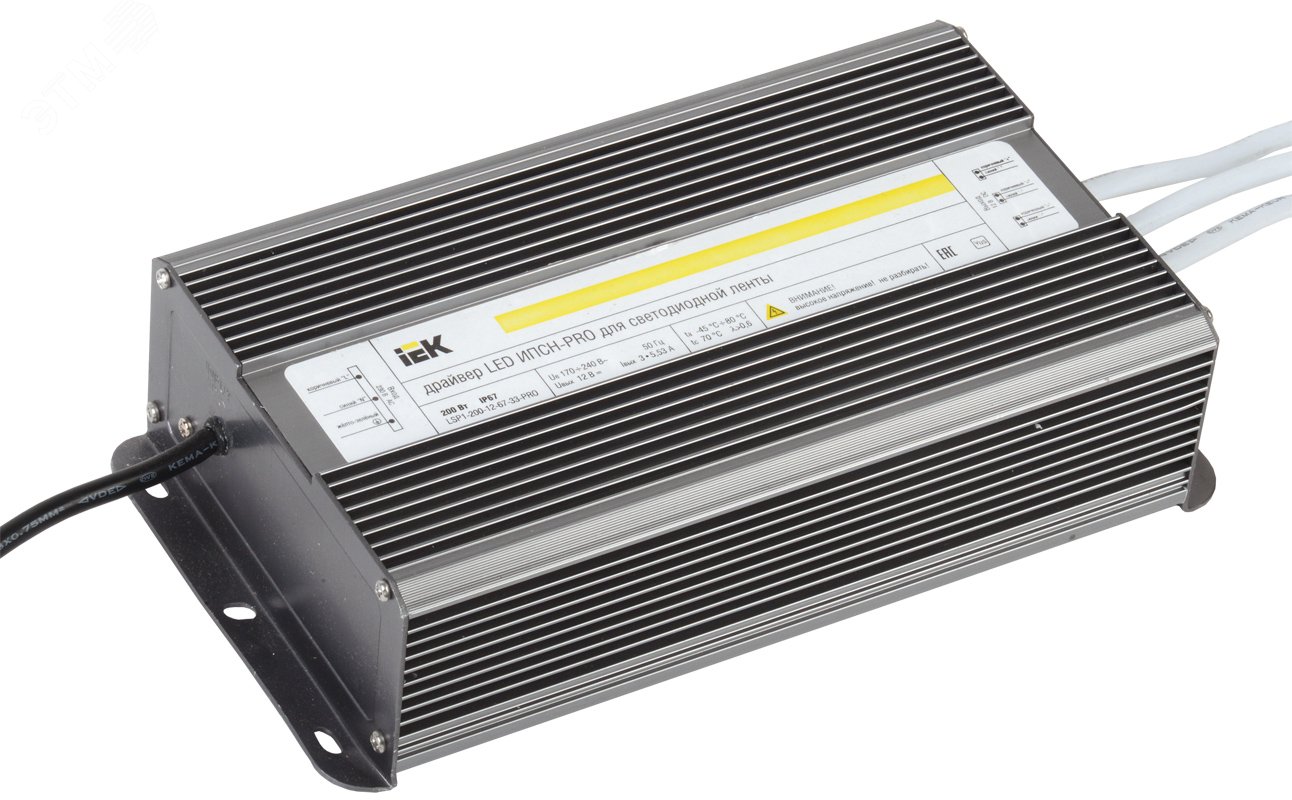 Драйвер LED ИПСН-PRO 200Вт 12 В блок- шнуры IP67 IEK LSP1-200-12-67-33-PRO IEK - превью 2