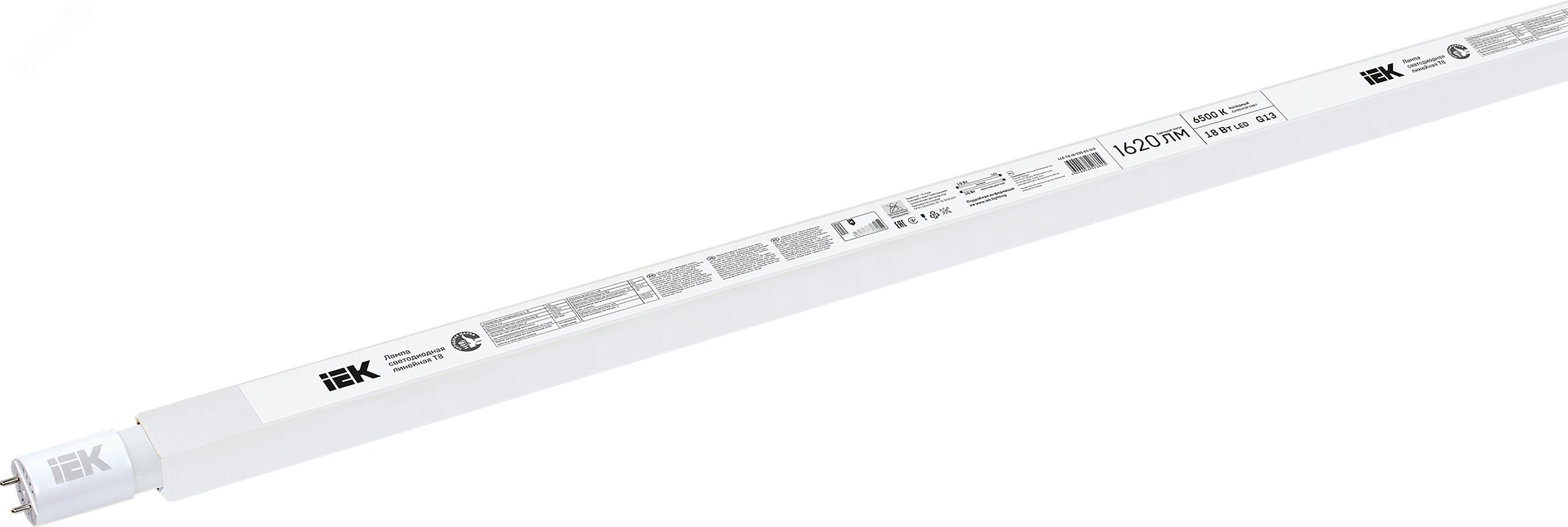 Лампа светодиодная LED 18вт G13 дневной установка возможна после демонтажа ПРА ECO LLE-T8-18-230-65-G13 IEK - превью 2