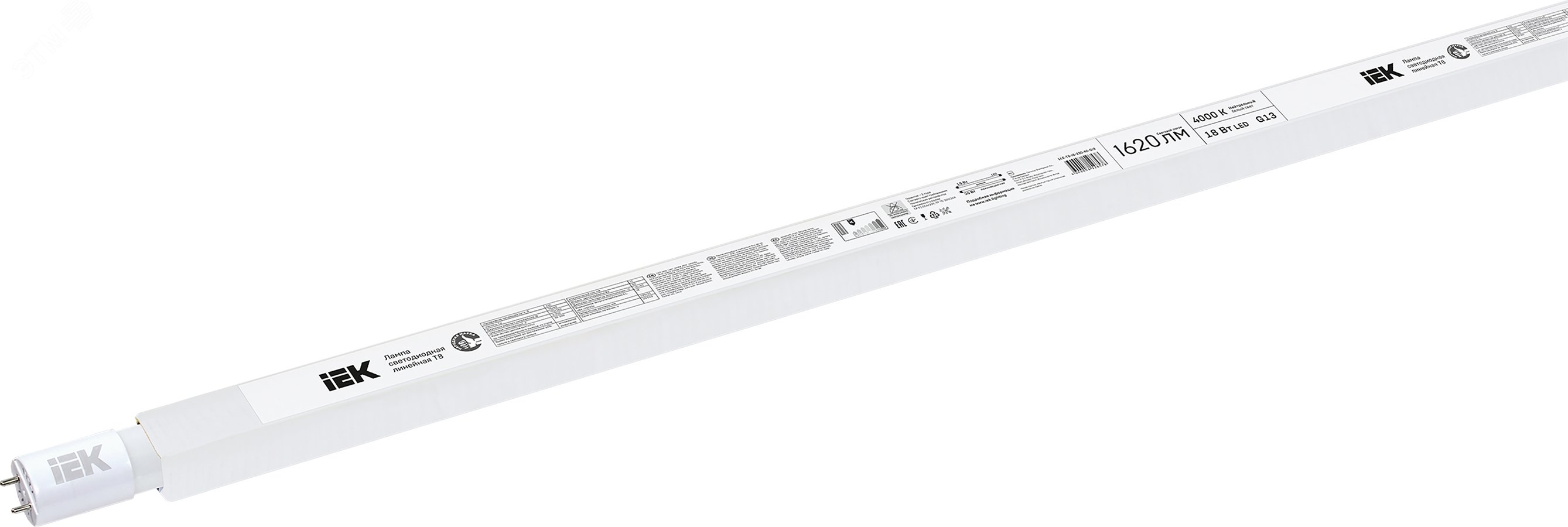 Лампа светодиодная LED 18вт G13 белый установка возможна после демонтажа ПРА ECO LLE-T8-18-230-40-G13 IEK - превью 2