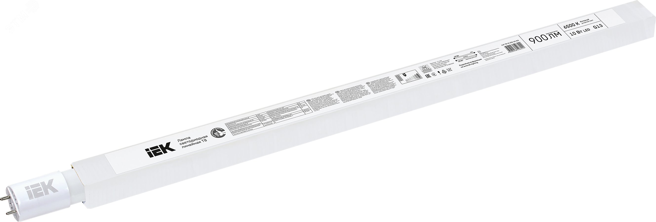 Лампа светодиодная LED 10вт G13 дневной установка возможна после демонтажа ПРА ECO LLE-T8-10-230-65-G13 IEK - превью 2