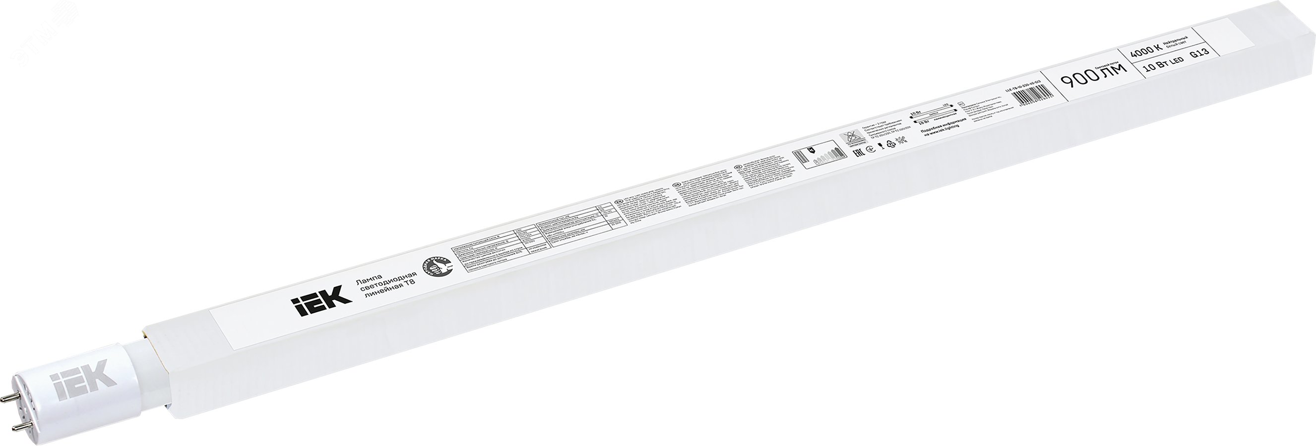 Лампа светодиодная LED 10вт G13 белый установка возможна после демонтажа ПРА ECO LLE-T8-10-230-40-G13 IEK - превью 2