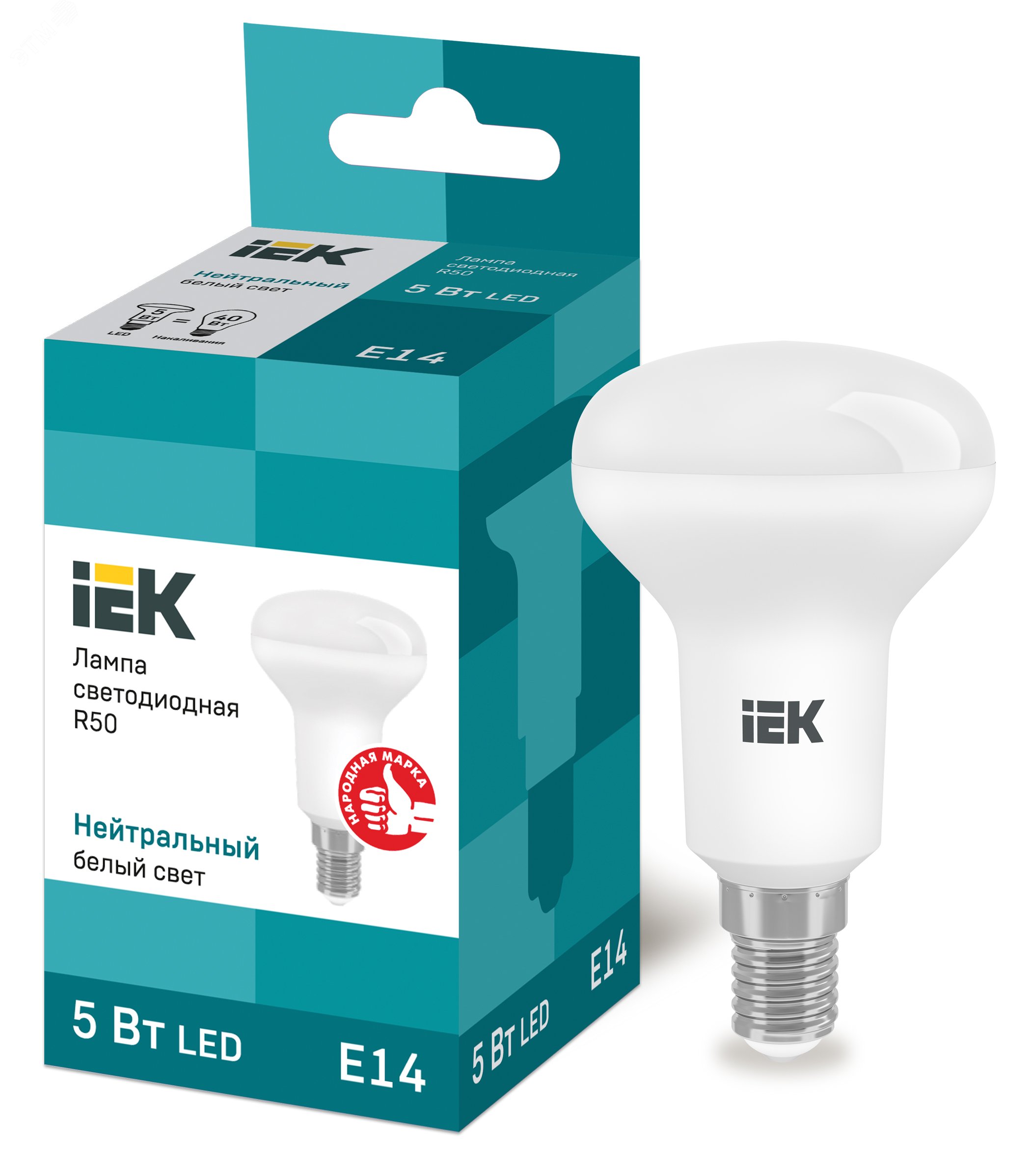 Лампа светодиодная LED рефлекторная 5вт E14 R50 белый ECO LLE-R50-5-230-40-E14 IEK - превью 2