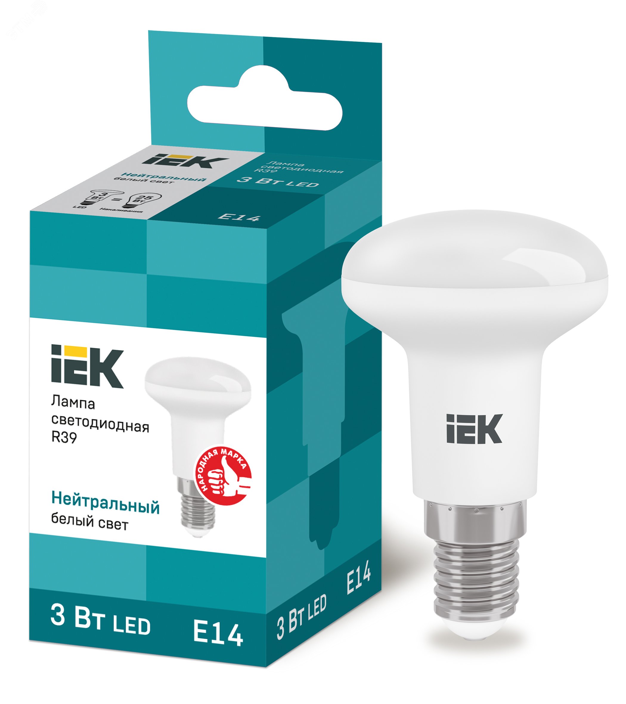 Лампа светодиодная LED рефлекторная 3вт E14 R39 белый ECO LLE-R39-3-230-40-E14 IEK - превью 2