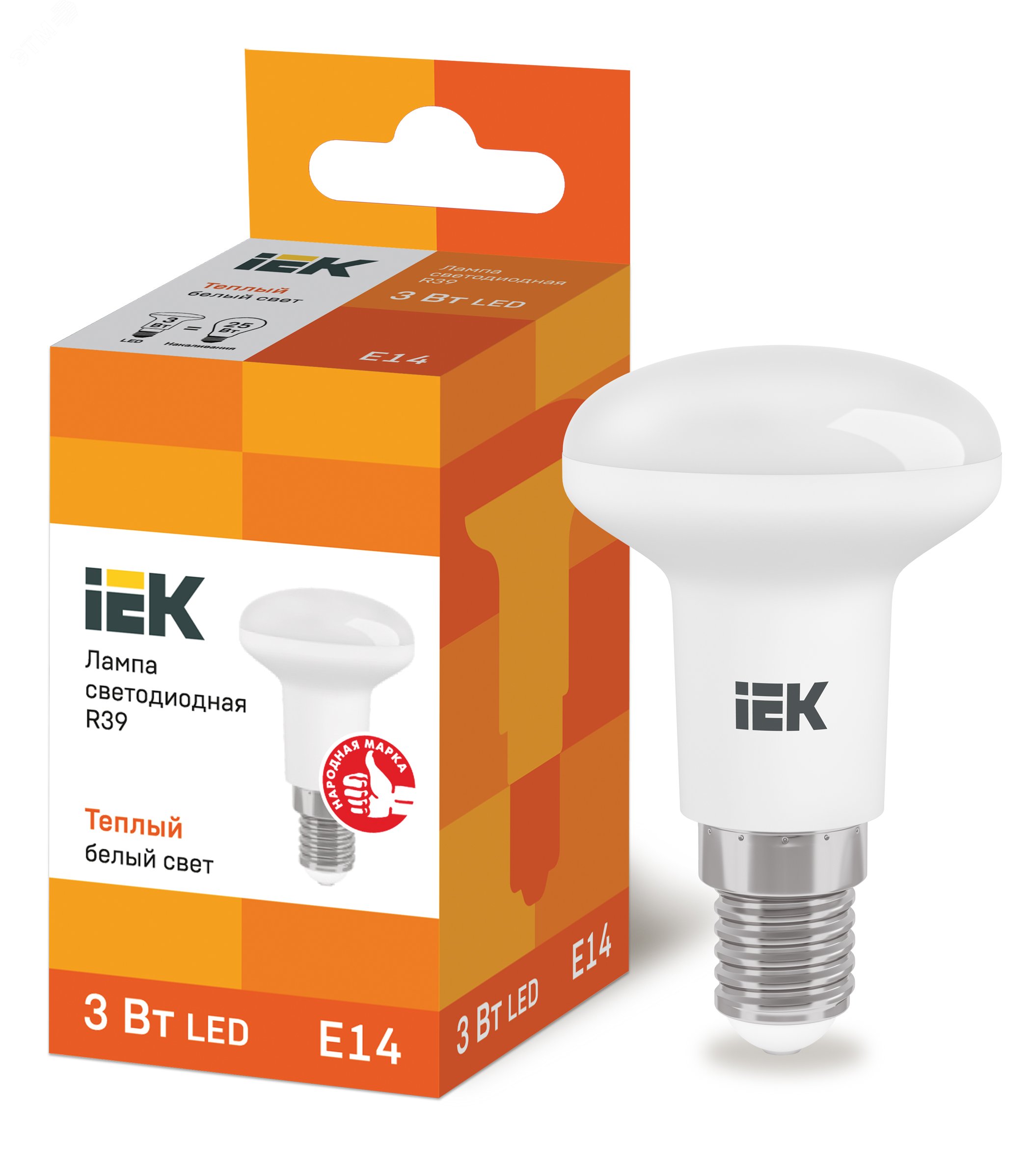 Лампа светодиодная LED рефлекторная 3вт E14 R39 тепло-белый ECO LLE-R39-3-230-30-E14 IEK - превью 2
