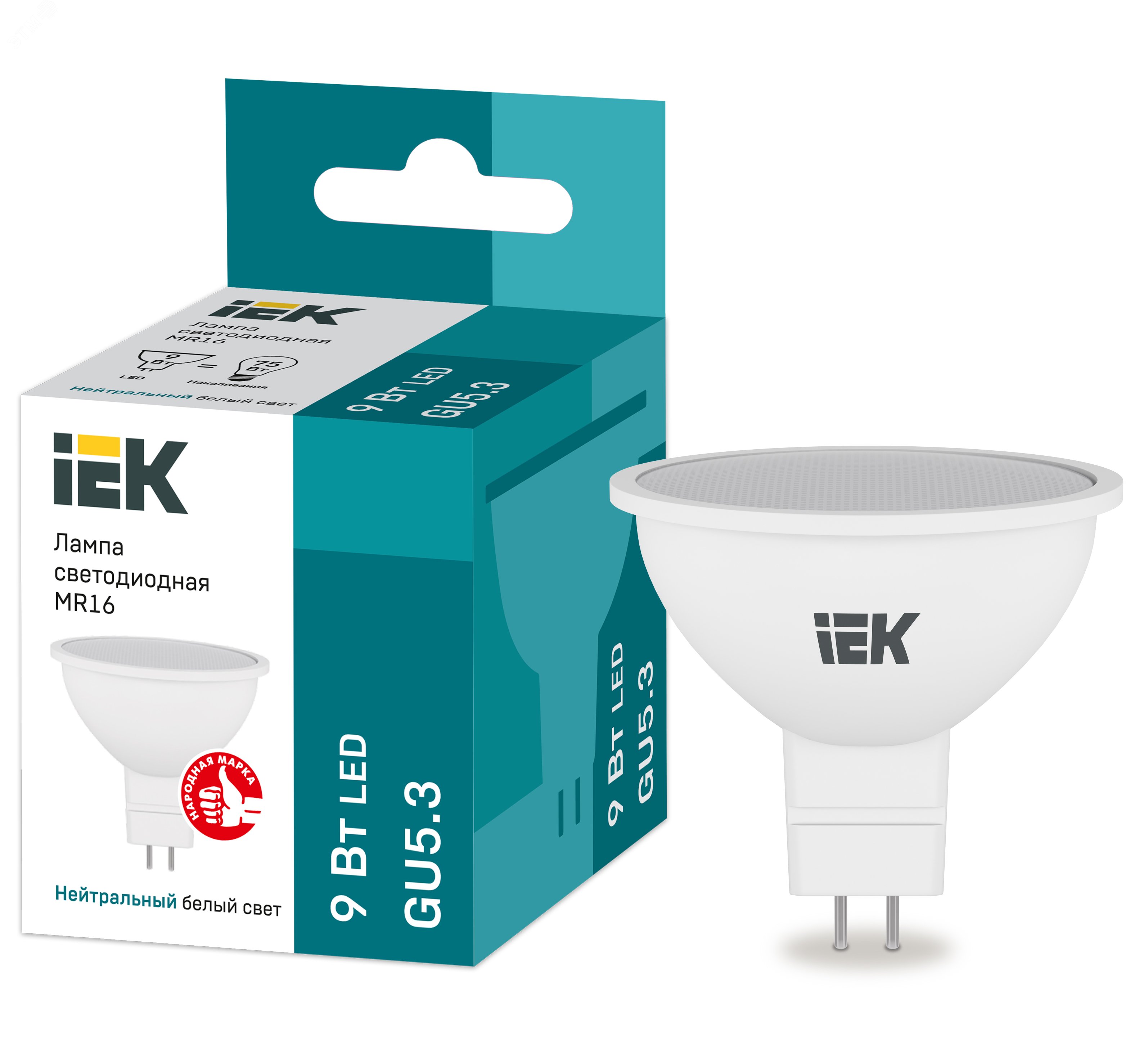 Лампа светодиодная LED 9вт 230в GU5.3 белый LLE-MR16-9-230-40-GU5 IEK - превью 2