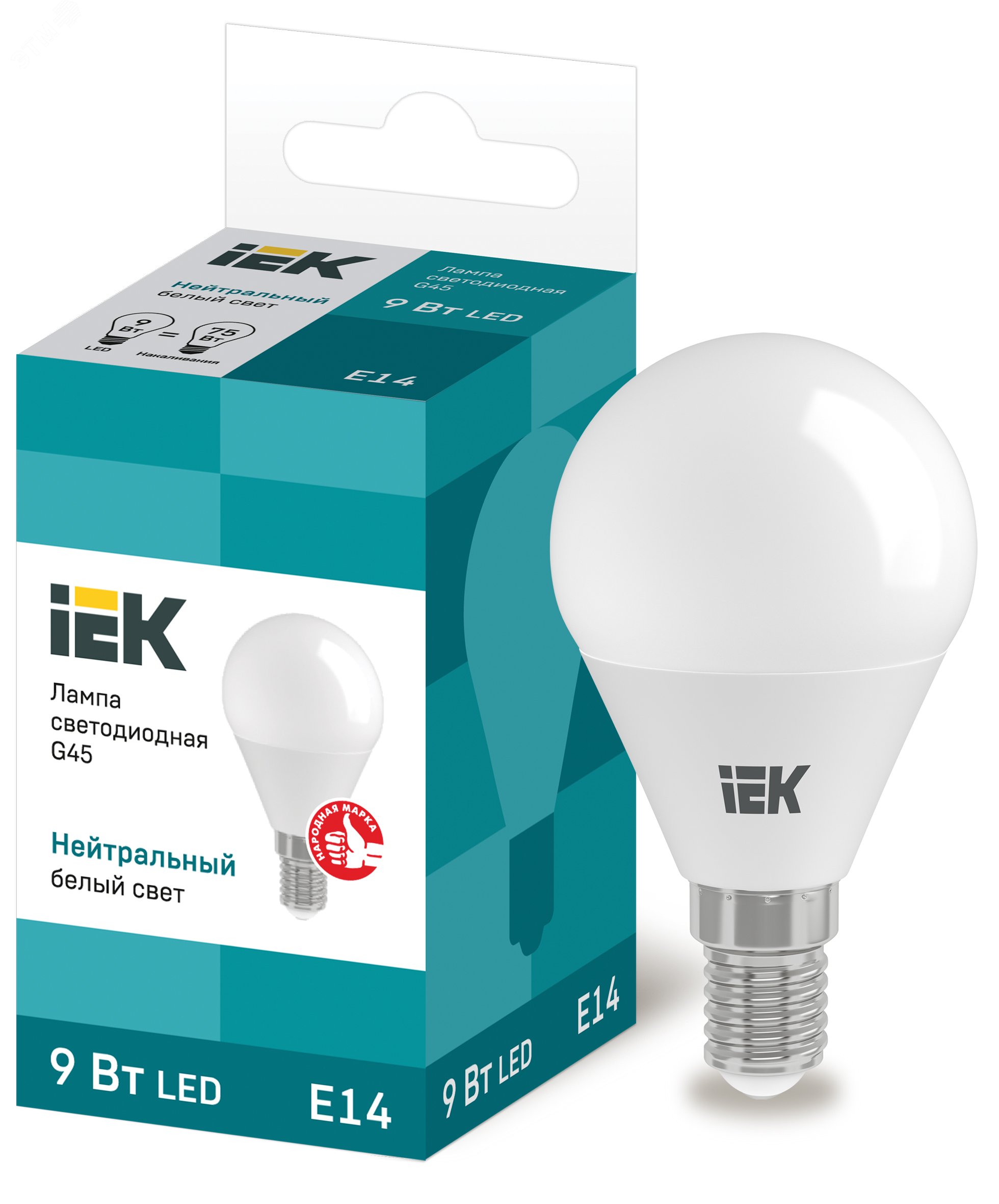 Лампа светодиодная LED 9вт Е14 белый матовый шар ECO LLE-G45-9-230-40-E14 IEK - превью 2