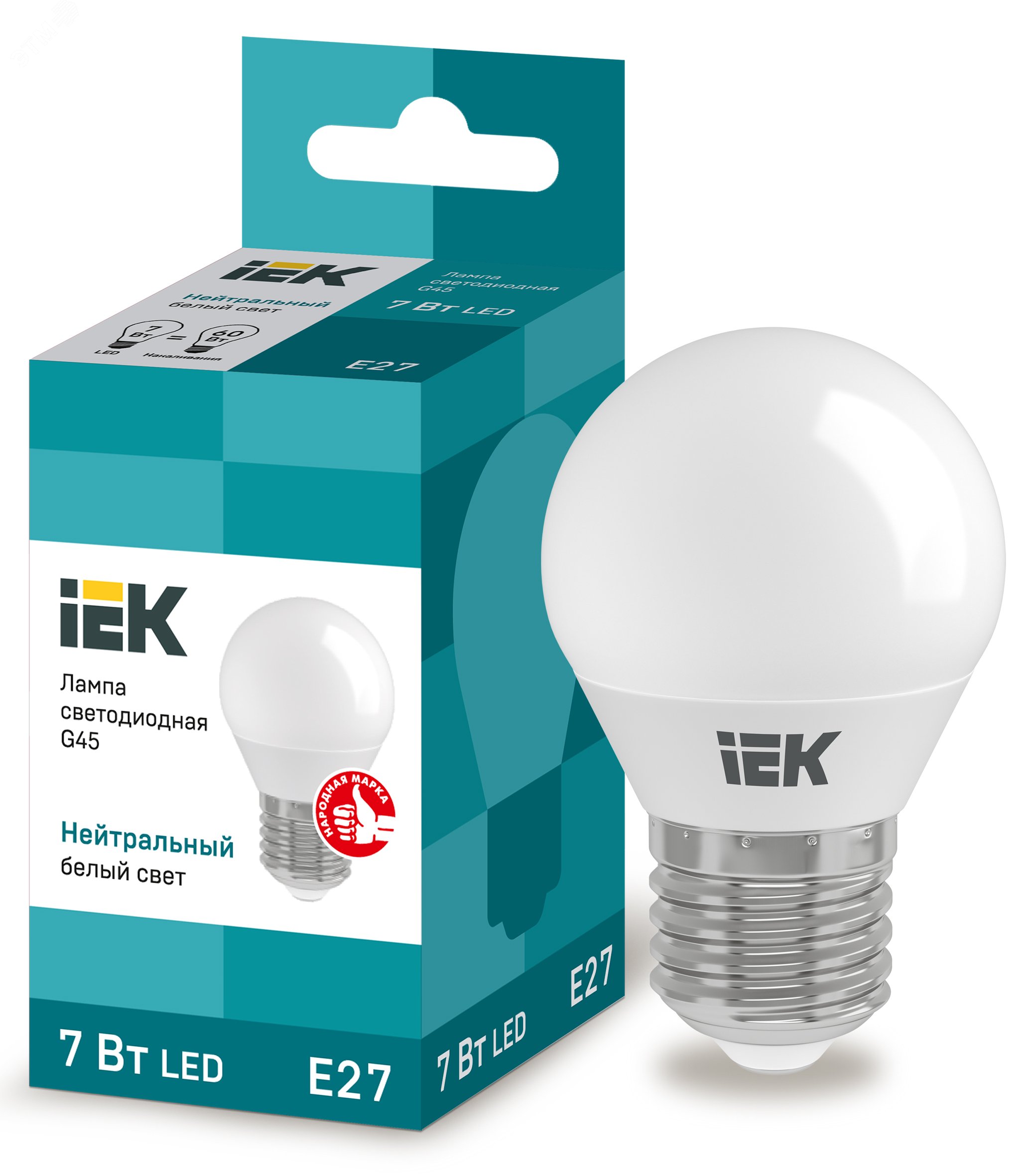 Лампа светодиодная LED 7вт E27 белый матовый шар ECO LLE-G45-7-230-40-E27 IEK - превью 2