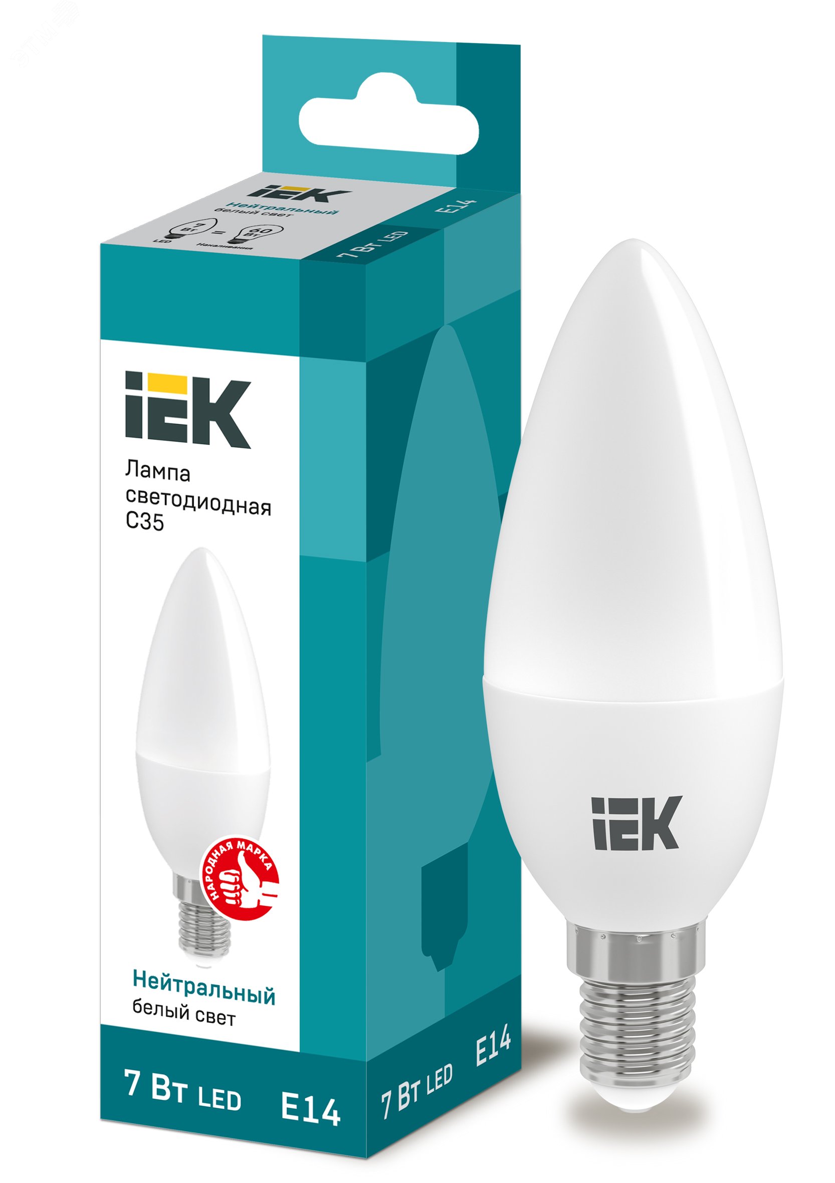 Лампа светодиодная LED 7вт Е14 белый матовая свеча ECO LLE-C35-7-230-40-E14 IEK - превью 2