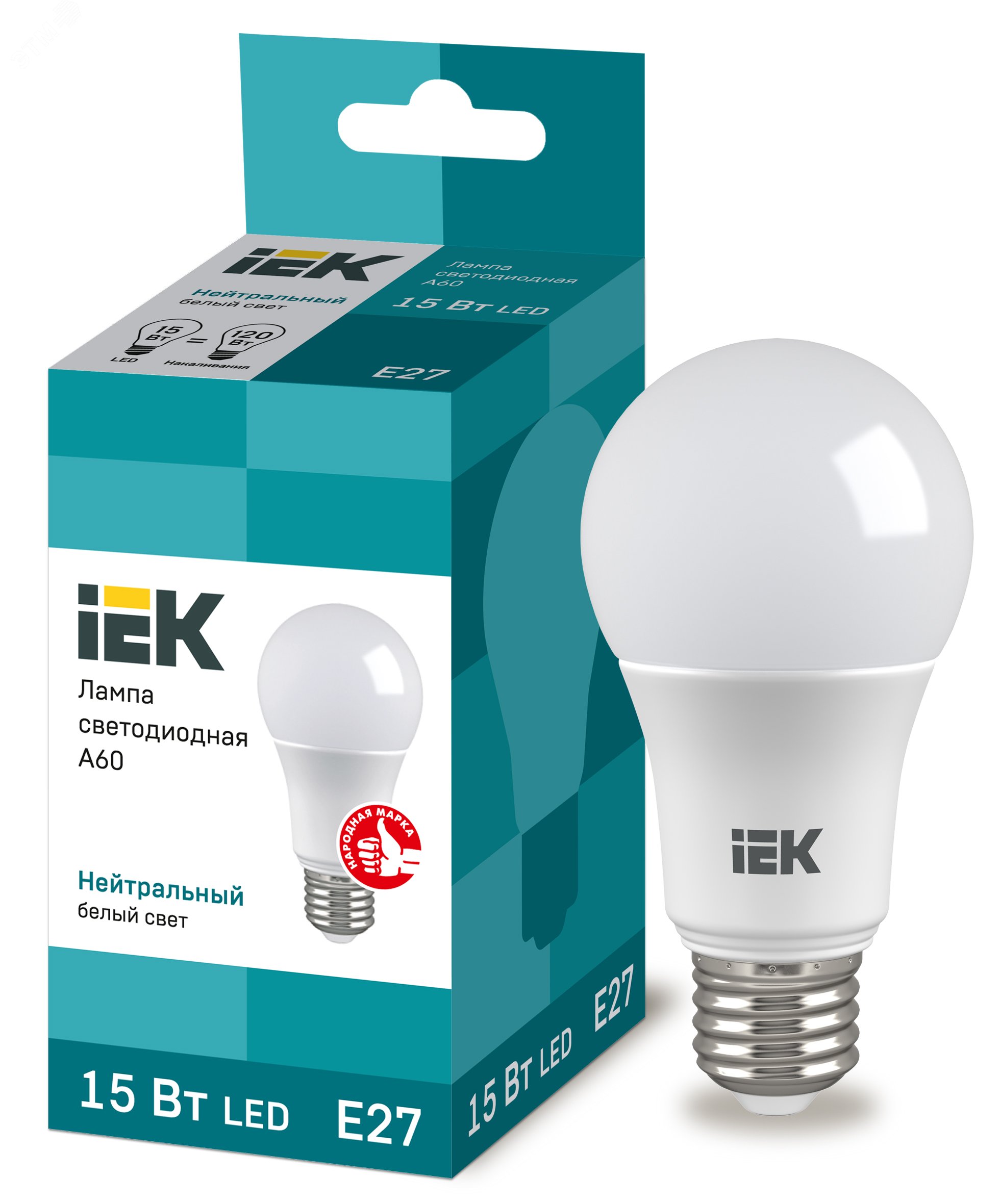 Лампа светодиодная LED 15вт Е27 белый ECO LLE-A60-15-230-40-E27 IEK - превью 2