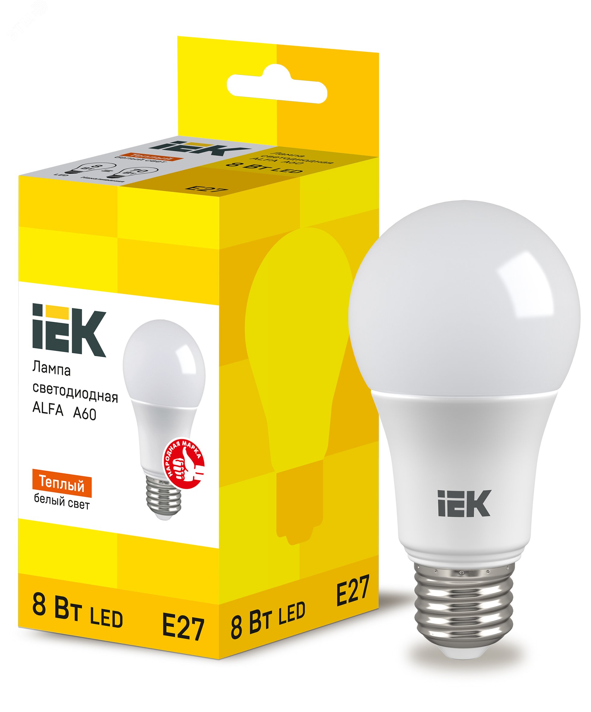 Изображение товара Лампа светодиодная ALFA A60 8Вт E27 3000K для внутреннего и наружного освещения